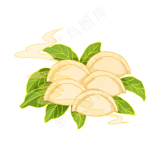 冬至绿叶上的饺子