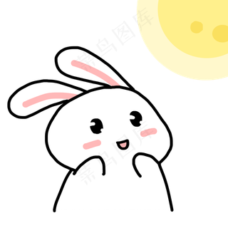 赏月中秋表情包月下祈福的卡通兔