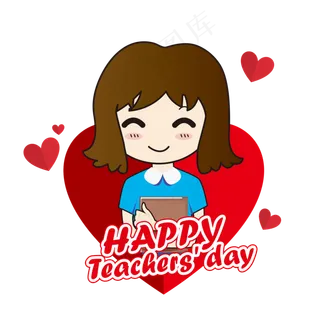 手绘女教师英文教师节快乐