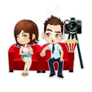 情人节七夕约会情人形象看电影电