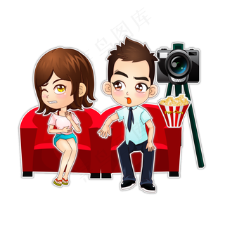 情人节七夕约会情人形象看电影电