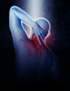 3d 渲染一个男性人物在痛苦中抱着脖子 3d 渲染一个男性人物在痛苦中抱着脖子