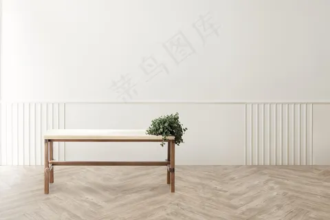 在客厅模型样机的木桌上种植 在客厅模型样机的木桌上种植