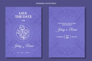 复古蓝色手绘花卉婚礼请柬背景