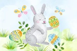 复活节水彩插画