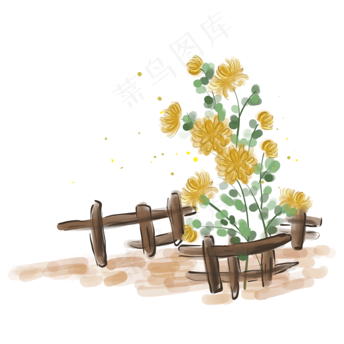 中秋节水墨菊花(2000X2000(DPI:300))psd模版下载