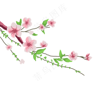 中秋节手绘粉花绿叶国庆