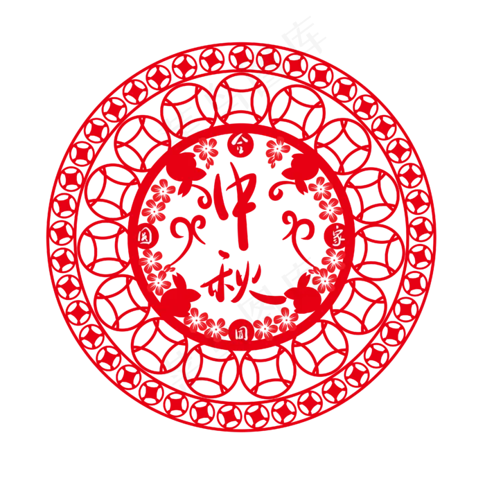 中秋节传统文化窗花素材(2000X2000(DPI:72))ai矢量模版下载