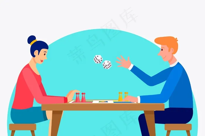 玩ludo游戏的情侣eps,ai矢量模版下载