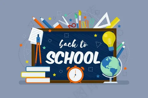 带着文具回到学校的背景