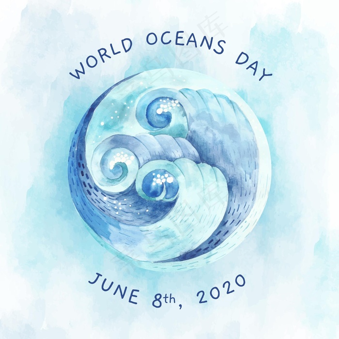 水彩世界海洋日背景