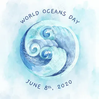 水彩世界海洋日背景
