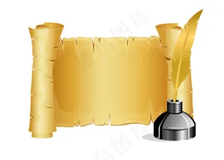 白色背景上孤立的旧纸卷轴设计插图