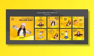 黄日概念社交媒体帖子模板