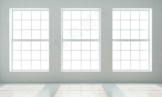 带白色窗户的阁楼式内饰