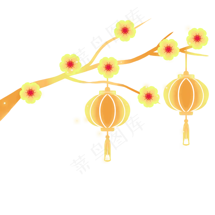 梅花灯笼喜迎新春(3000X3000(DPI:300))psd模版下载