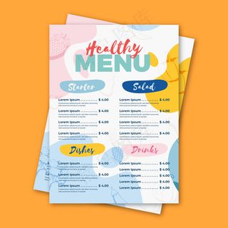 健康食品餐厅菜单模板设计