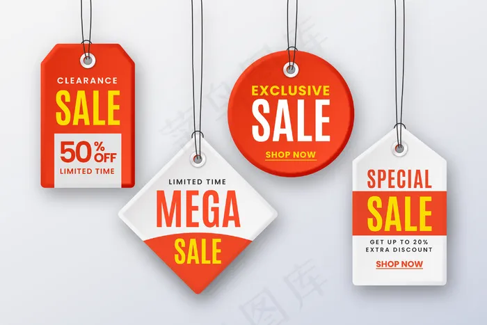 现实悬挂销售标签收集eps,ai矢量模版下载