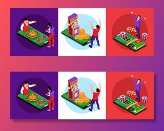 等距网上赌场设计概念与广场插图