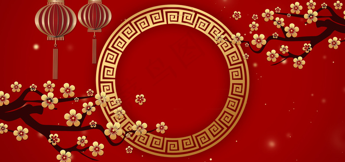 春节喜庆梅花边框(1920*900px 	       )psd模版下载