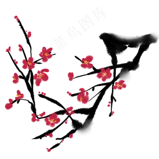梅花花枝水墨画