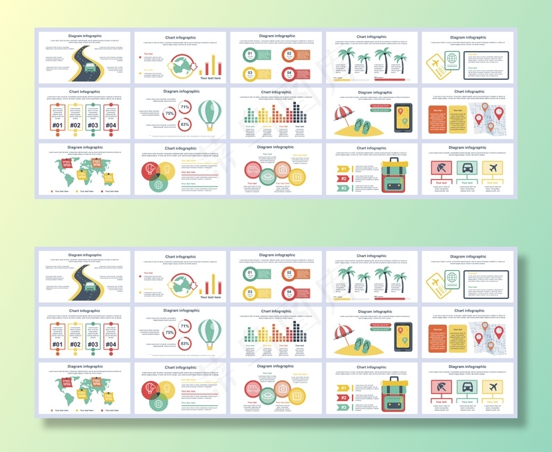 捆绑旅游度假信息图形演示幻灯片模板eps,ai矢量模版下载