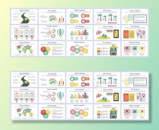 捆绑旅游度假信息图形演示幻灯片模板