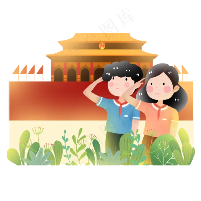 新中国成立70周年学生敬礼素材(2000X2000(DPI:300))psd模版下载
