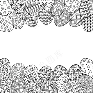 黑白涂鸦复活节彩蛋框架