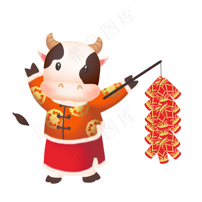 新年牛年放鞭炮(3000X3000(DPI:300))psd模版下载