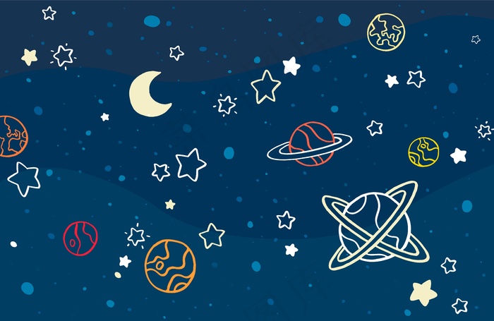 手绘星系涂鸦背景eps,ai矢量模版下载