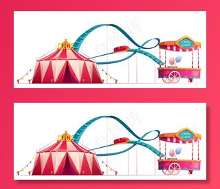 有马戏团和过山车的游乐园