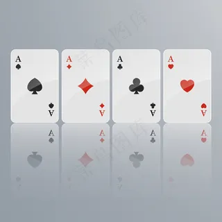 扑克牌落在浅色背景上。等距