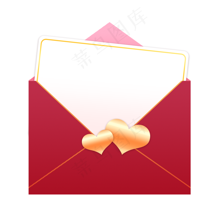 七夕打开红色信封情书金属桃心