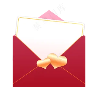 七夕打开红色信封情书金属桃心