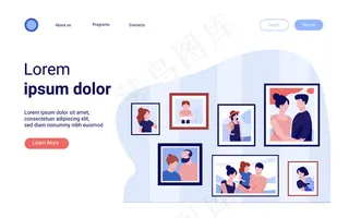 挂在墙上的相框中的家庭肖像画