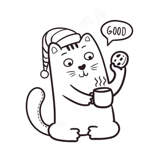 早安猫插画