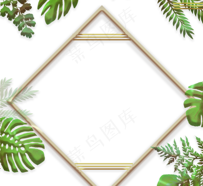 绿色复合植物边框元素(2500X2500(DPI:300))psd模版下载