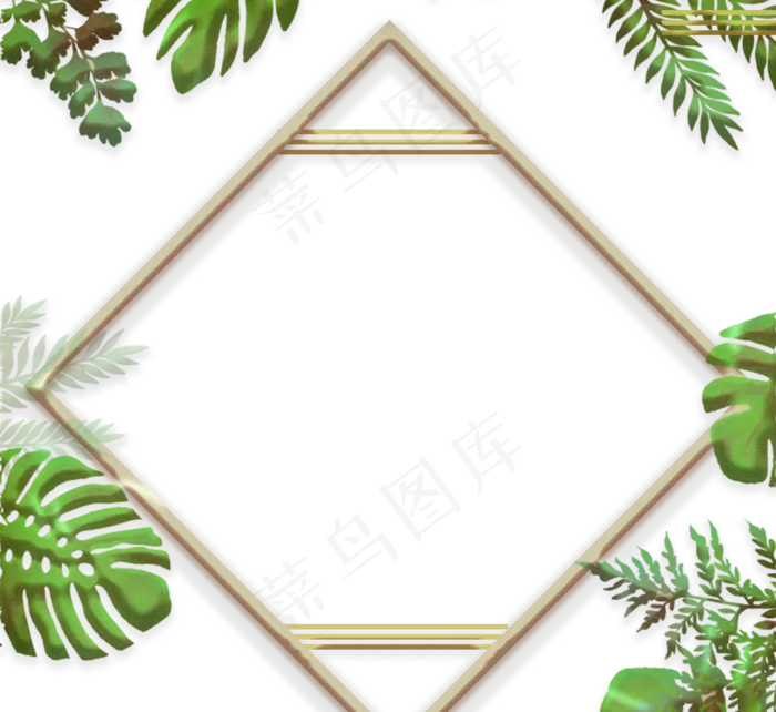 绿色复合植物边框元素(2500X2500(DPI:300))psd模版下载