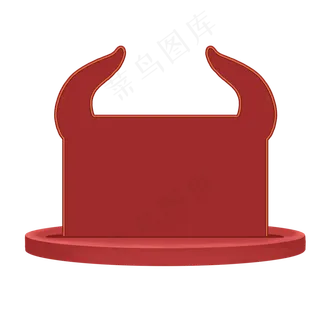 红色立体牛角边框