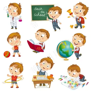 卡通儿童 开学 学生
