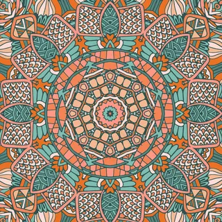 部落古董抽象几何民族无缝图案装饰。非洲野生曼陀罗