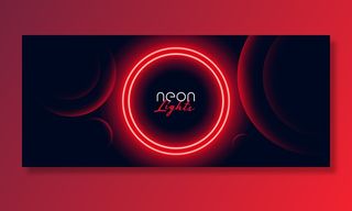红色霓虹灯边框横幅banner设计