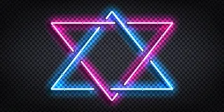 为模板和布局设置三角形框架的真实霓虹灯标志。