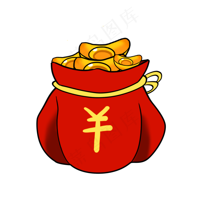 节日巨惠促销红色钱袋卡通图(2000X2000(DPI:300))psd模版下载