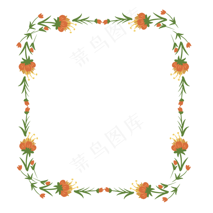 橙色秋天碎花边框