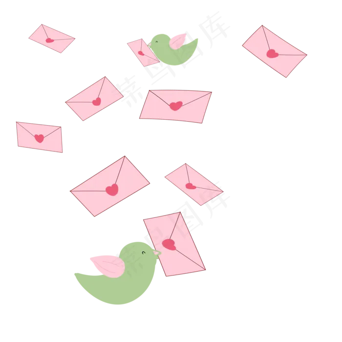 七夕情人节情书手绘装饰(2000X2000(DPI:299))psd模版下载