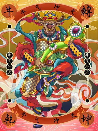 牛年插画 牛年海报 新春海报