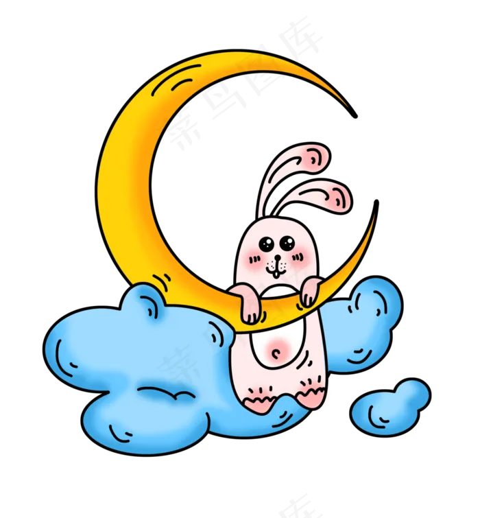 月亮和粉色玉兔(3508X3780(DPI:300))psd模版下载