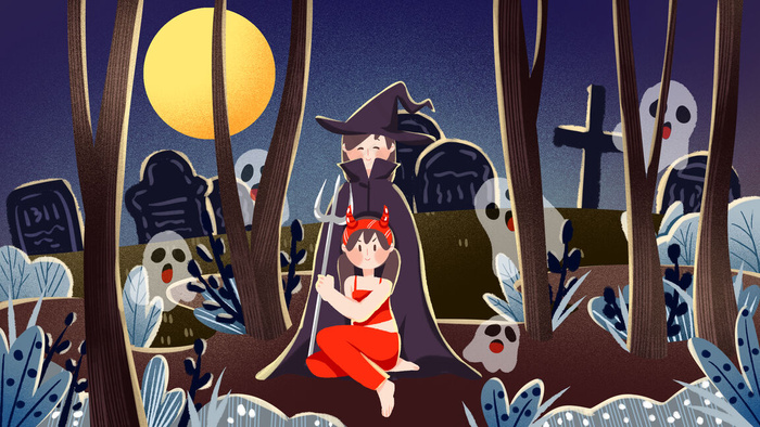 万圣节万圣夜幽灵女巫